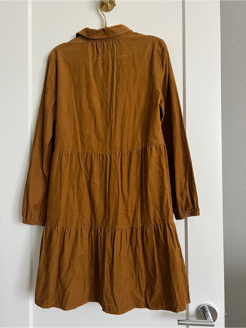 J.Crew Golden Brandy Corduroy Tiered Mini Shirtdress Size 10 NWOT - Picture 10 of 12